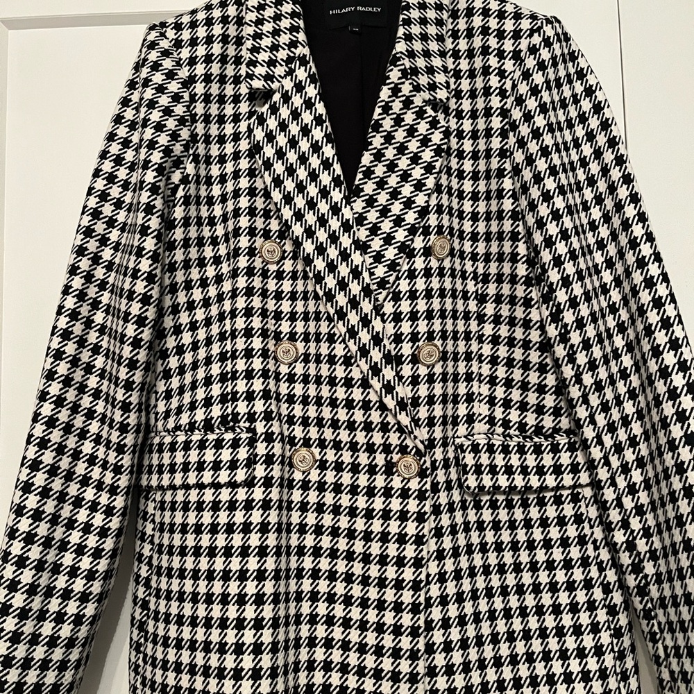 Hilary Radley Black and White Houndstooth Blazer
